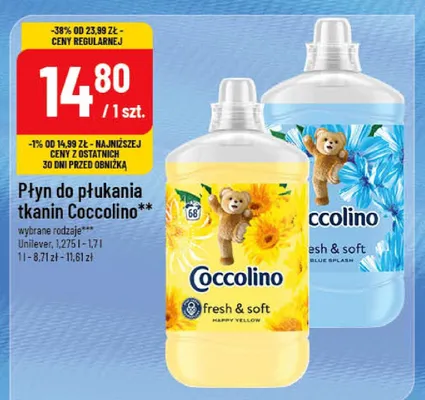 Płyn do płukania tkanin Coccolino wybrane rodzaje promocja w POLOmarket