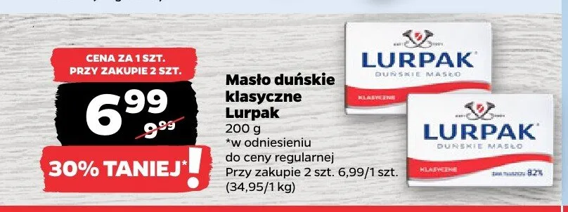Masło duńskie klasyczne Lurpak promocja w Netto