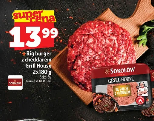Big burger z cheddarem Grill House Sokołów 2-pak 180g promocja w TOPAZ