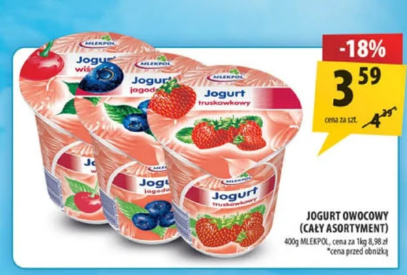Jogurt owocowy Mlekpol promocja w Arhelan