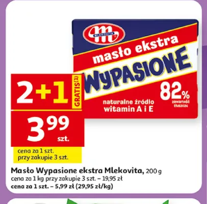 Masło Wypasione ekstra Mlekovita promocja w Auchan