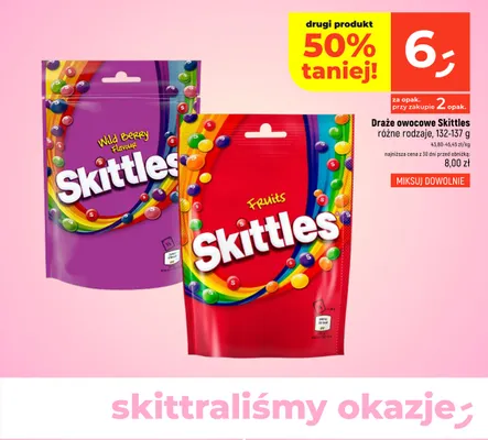 Draże owocowe Skittles Fruits promocja w Dealz