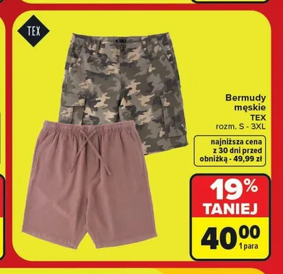 Bermudy męskie TEX promocja w Carrefour