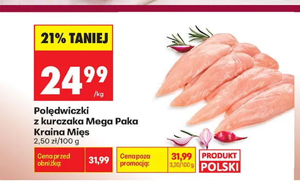 Polędwiczki z kurczaka Mega Paka Kraina Mięs promocja w Biedronka