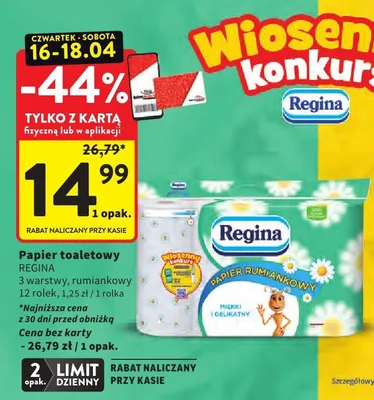 Papier toaletowy 3 warstwowy, rumiankowy 12 rolek promocja w Intermarche
