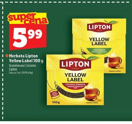 Herbata czarna granulowana Lipton Yellow Label promocja w TOPAZ