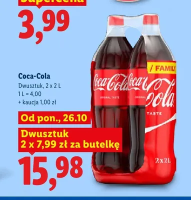 Napój gazowany Coca-Cola 2-pak 2 l promocja w Lidl
