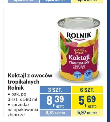 Koktajl z owoców tropikalnych Rolnik promocja w Makro