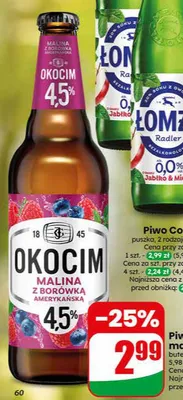 Piwo Okocim Malina z Borówką Amerykańską promocja w Dino