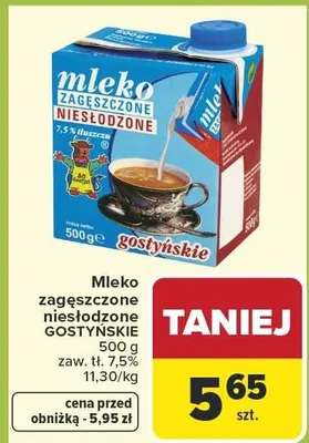 Mleko zagęszczone niesłodzone promocja w Carrefour Market