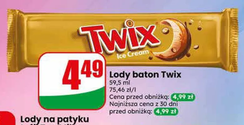 Lody baton Twix promocja w Dino
