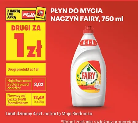 Płyn do mycia naczyń Fairy Cytryna promocja w Biedronka