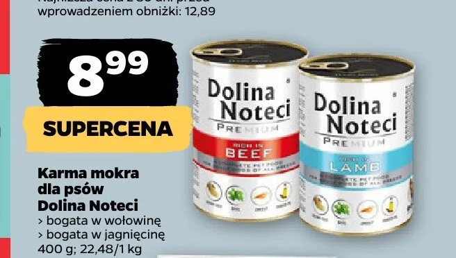 Karma mokra dla psów Dolina Noteci Premium bogata w jagnięcinę promocja w Netto