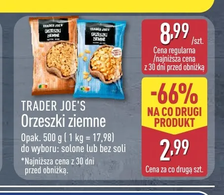 Orzeszki ziemne bez soli Trader Joe's promocja w Aldi