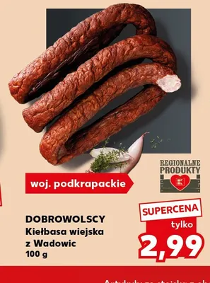 Kiełbasa wiejska z Wadowic Dobrowolscy promocja w Kaufland