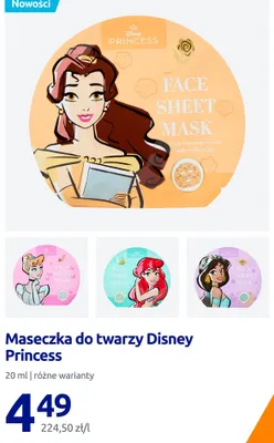 Maseczka do twarzy w płacie Disney Princess Kopciuszek promocja w Action