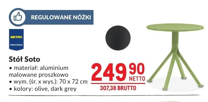 Stół Soto aluminium malowane proszkowo 70x72cm promocja w Makro