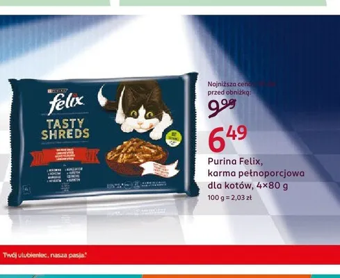 Karma dla kotów Purina Felix Tasty Shreds promocja w Rossmann