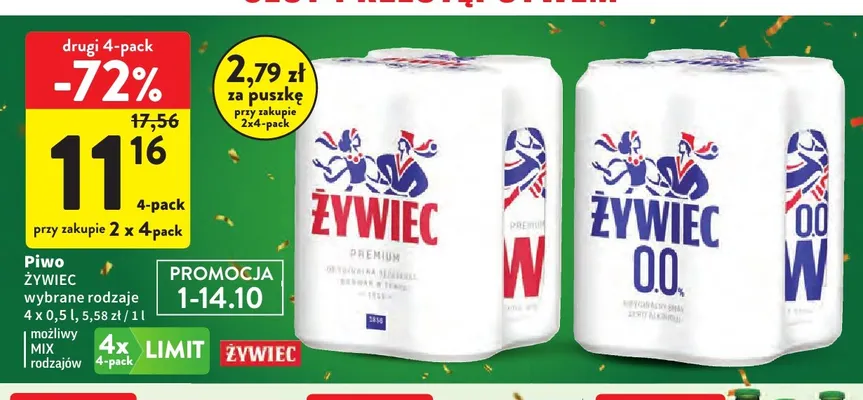 Piwo Żywiec 4-pak promocja w Intermarche