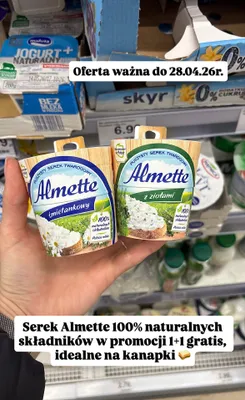 Serek twarogowy puszysty Almette z ziołami promocja w Dino