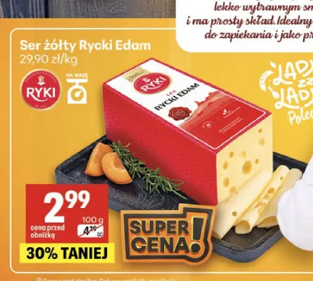 Ser żółty Rycki Edam Ryki promocja w Delikatesy Centrum