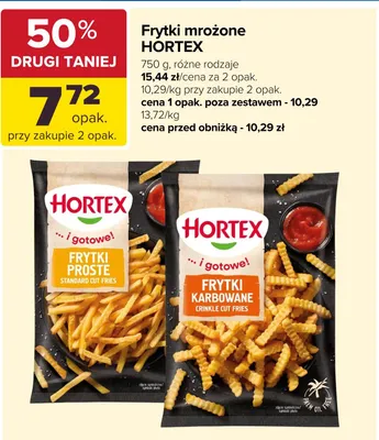 Frytki mrożone proste HORTEX promocja w Carrefour