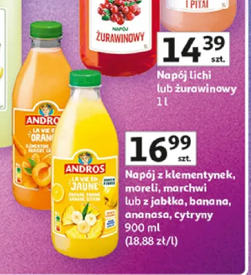 Napój z klementynek moreli marchwi Andros promocja w Auchan