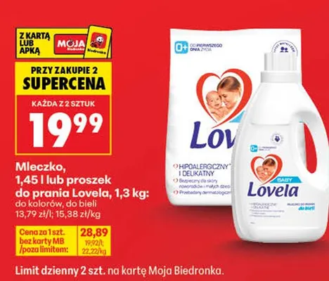 Mleczko do prania Lovela do kolorów promocja w Biedronka