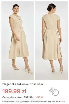 Sukienka elegancka z paskiem promocja w Monnari