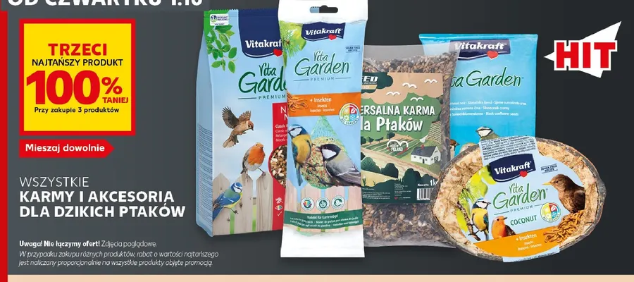 Karmy i akcesoria dla dzikich ptaków promocja w Kaufland