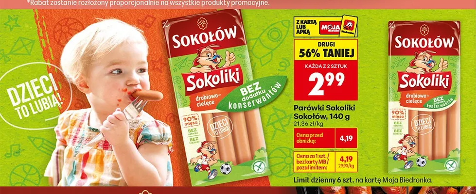 Parówki Sokoliki Sokołów promocja w Biedronka