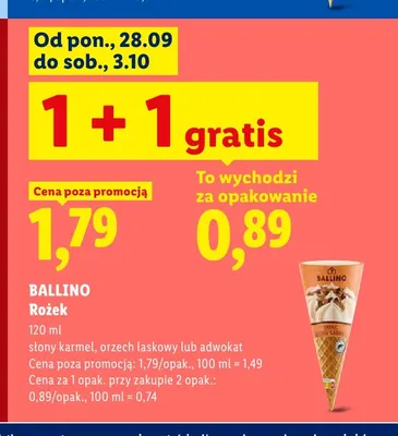 Lody rożek adwokat Ballino promocja w Lidl