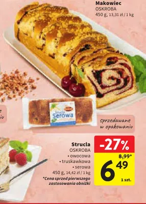 Strucla serowa Oskroba promocja w Intermarche
