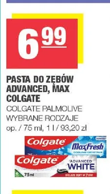 Pasta do zębów Colgate Advanced White promocja w SPAR