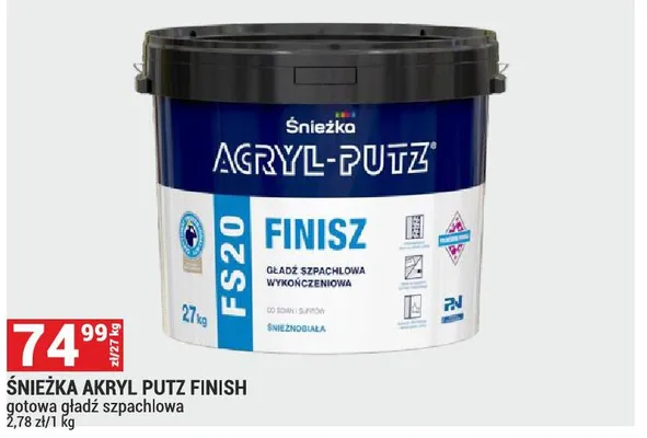 Acryl Putz Finish gotowa gładź szpachlowa promocja w Merkury Market