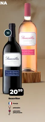 Wino czerwone Beauvillon półwytrawne promocja w Netto