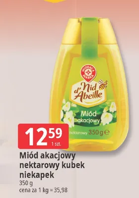 Miód akacjowy nektarowy kubek niekapek promocja w Leclerc