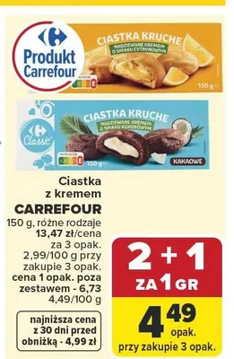 Ciastka kruche z kremem cytrynowym Carrefour promocja w Carrefour