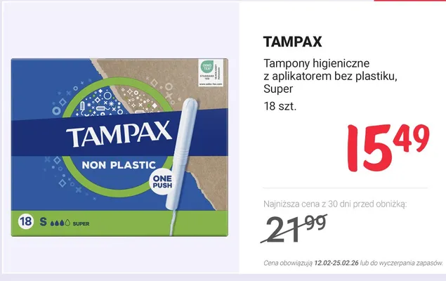 Tampony higieniczne z aplikatorem bez plastiku, Super promocja w Rossmann