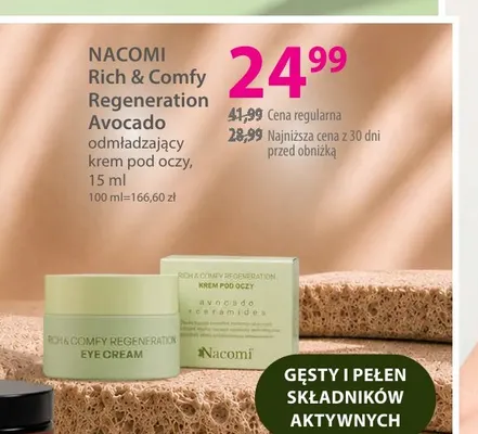 Odmładzający krem pod oczy Rich & Comfy Regeneration Avocado Nacomi promocja w Hebe