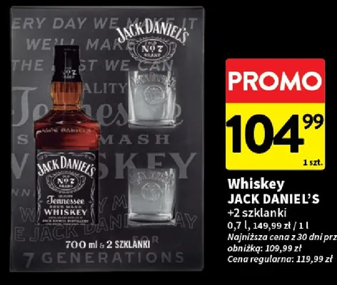 Zestaw whiskey Jack Daniel's + 2 szklanki promocja w Intermarche
