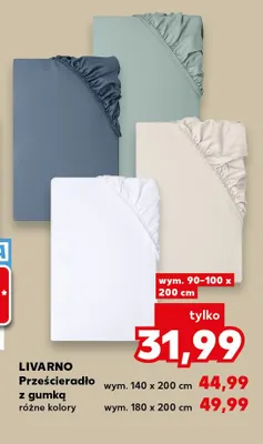 Prześcieradło z gumką 90-100x200 cm Livarno promocja w Kaufland