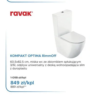Kompakt WC Ravak Kompakt Optima RimmOff promocja w Blu Salony Łazienek