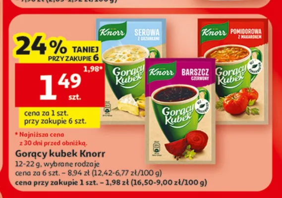 Zupa błyskawiczna Barszcz Czerwony Knorr Gorący Kubek promocja w Auchan