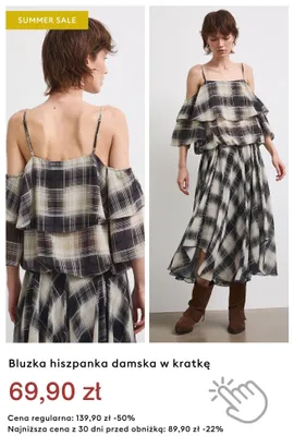Bluzka hiszpanka damska w kratkę promocja w Medicine