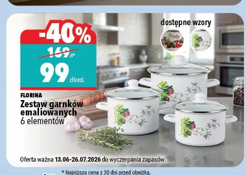 Zestaw garnków emaliowanych Florina promocja w Biedronka Home