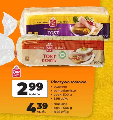 Pieczywo tostowe pełnoziarniste Fine Life promocja w Odido