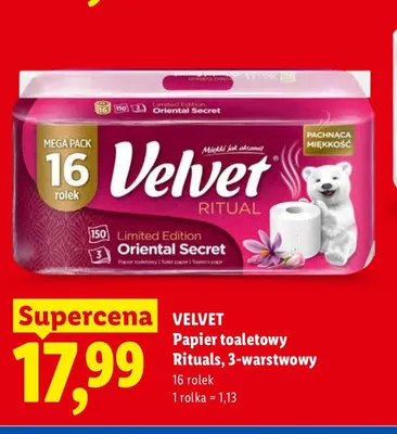 Papier toaletowy Rituals 3-warstwowy 16-pak Velvet promocja w Lidl