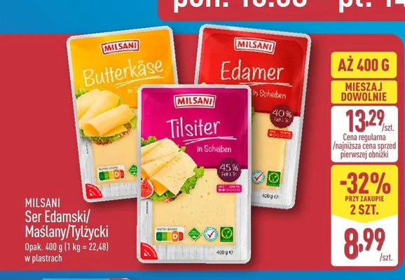 Ser Maślany w plastrach Milsani Butterkäse promocja w Aldi