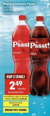 Napój gazowany Pssst! cola promocja w Delikatesy Centrum